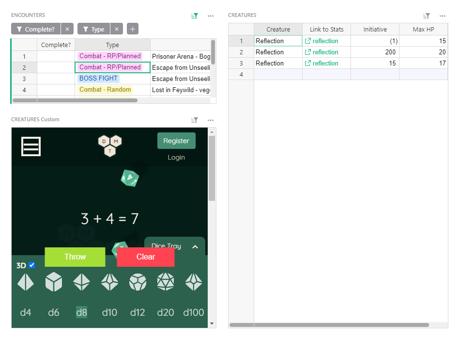 Screenshot of D&D Combat Tracker